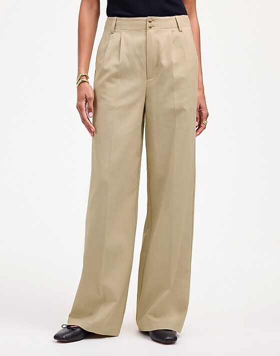 Madewell The Harlow Wide-Leg Pant In Drapey Twill Vintage Khaki