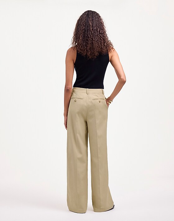 Madewell The Harlow Wide-Leg Pant In Drapey Twill Vintage Khaki