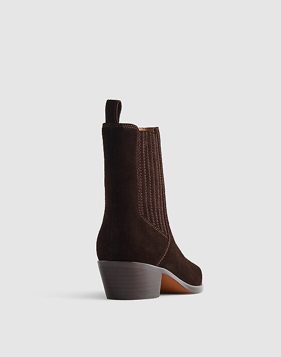 Madewell The Ingrid Chelsea Boot In Suede Dark Carob