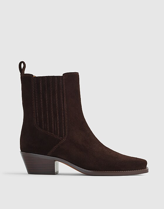 madewell The Ingrid Chelsea Boot in Suede dark carob