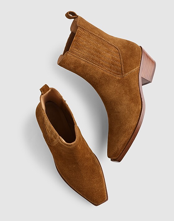 Madewell The Ingrid Chelsea Boot In Suede Dried Acorn