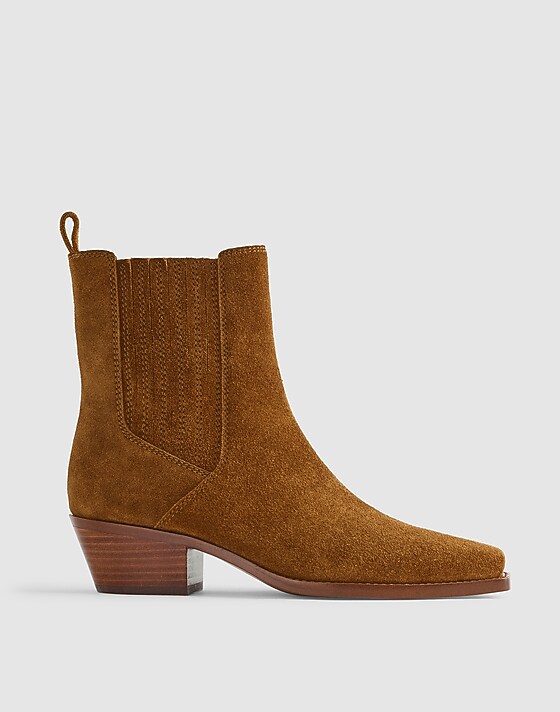 madewell The Ingrid Chelsea Boot in Suede dried acorn