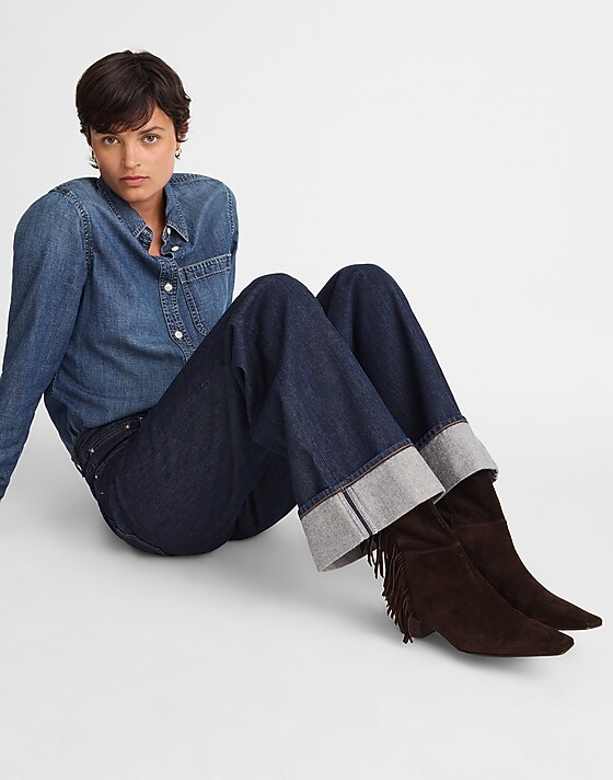 Madewell The Lexie Fringed Ankle Boot In Suede Dark Carob