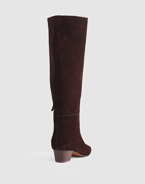 Madewell The Lexie Tall Boot With Extended Calf In Suede Coffee Bean