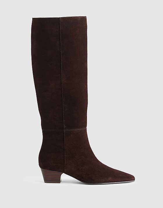 madewell The Lexie Tall Boot with Extended Calf in Suede coffee bean