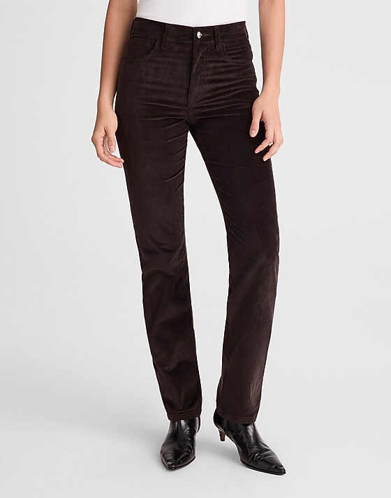 Madewell The Longline Straight Pant In Corduroy Black Walnut