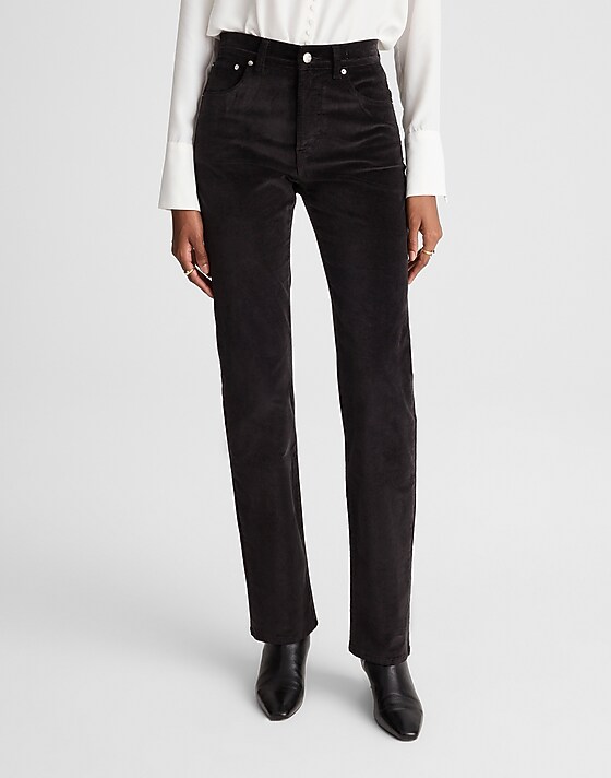 Madewell The Longline Straight Pant In Velvet Jet Black