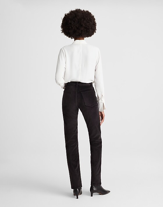 Madewell The Longline Straight Pant In Velvet Jet Black