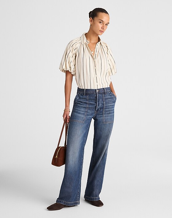 madewell The Low-Slung Baggy Jean in Airy Denim lindewood wash
