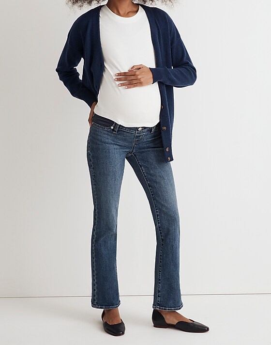 madewell The Maternity Side-Panel Kick Out Crop Jeans in Arlen Wash arlen wash