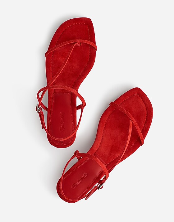 Madewell The Maycie Asymmetric T-Strap Sandal Bandana Red