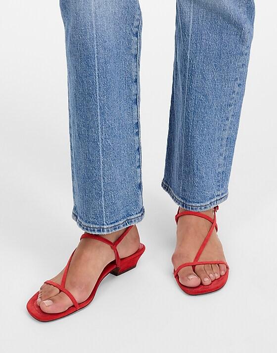 Madewell The Maycie Asymmetric T-Strap Sandal Bandana Red