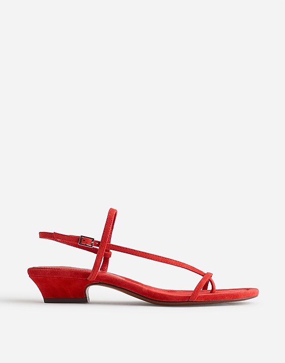 madewell The Maycie Asymmetric T-Strap Sandal bandana red
