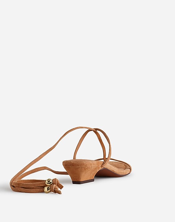 Madewell The Maycie Lace-Up T-Strap Sandal In Suede Sunbaked Clay