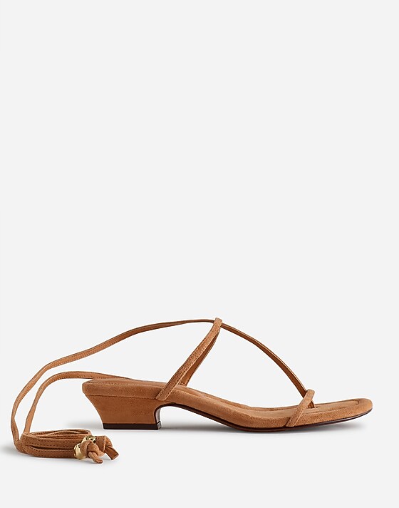 madewell The Maycie Lace-Up T-Strap Sandal in Suede sunbaked clay