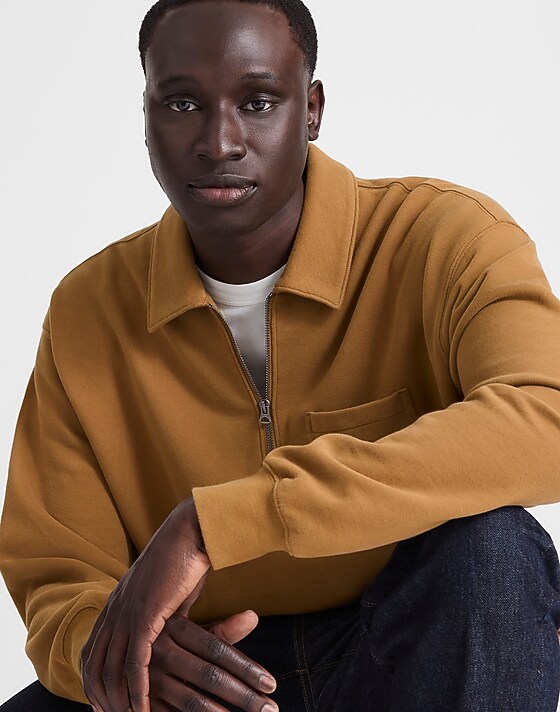 madewell The McCarren Midweight Quarter-Zip Sweatshirt bronzed khaki