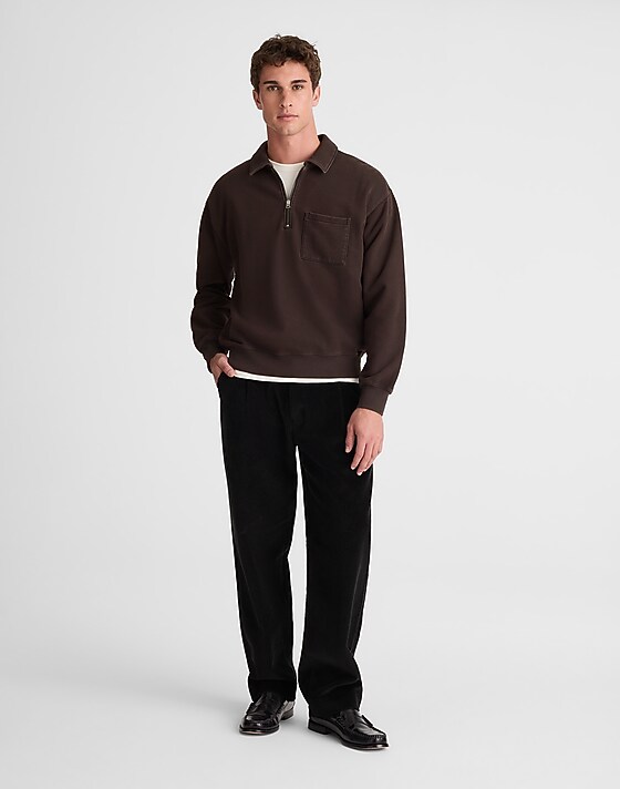 Madewell The McCarren Midweight Quarter-Zip Sweatshirt Molasses