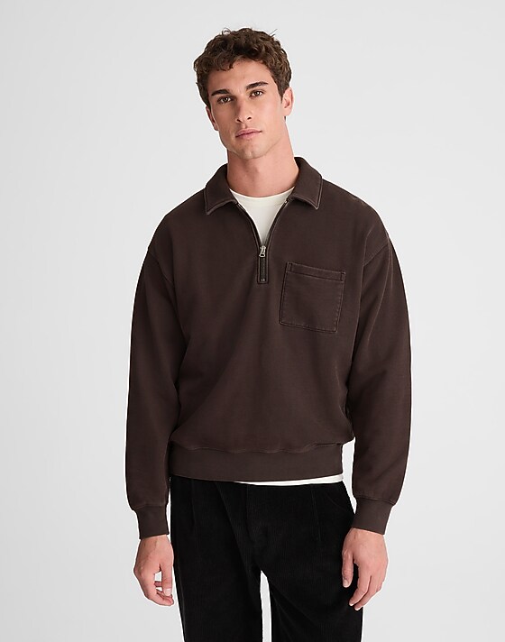 madewell The McCarren Midweight Quarter-Zip Sweatshirt molasses