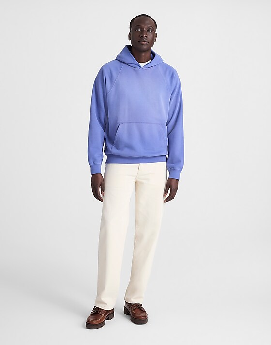 Madewell The McCarren Midweight Raglan-Sleeve Hoodie Sweatshirt Blue Iris