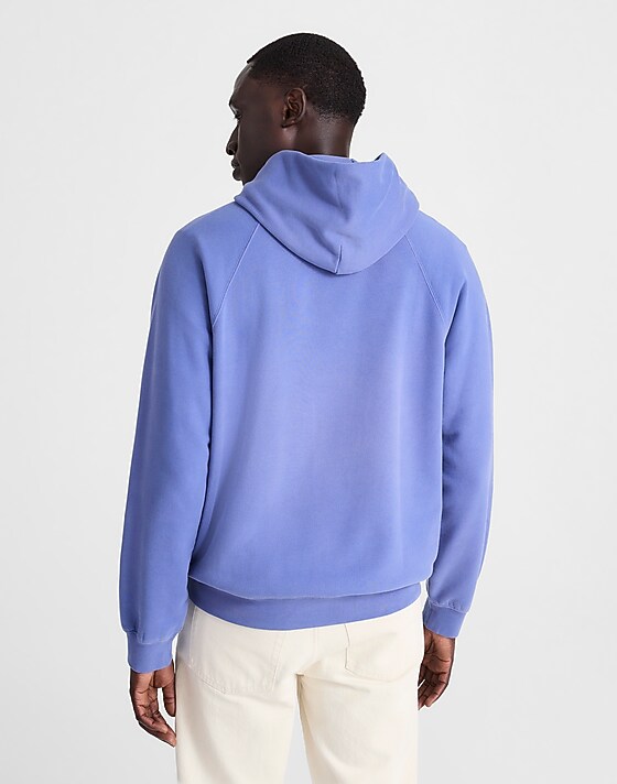Madewell The McCarren Midweight Raglan-Sleeve Hoodie Sweatshirt Blue Iris