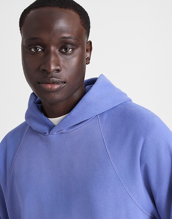 madewell The McCarren Midweight Raglan-Sleeve Hoodie Sweatshirt blue iris