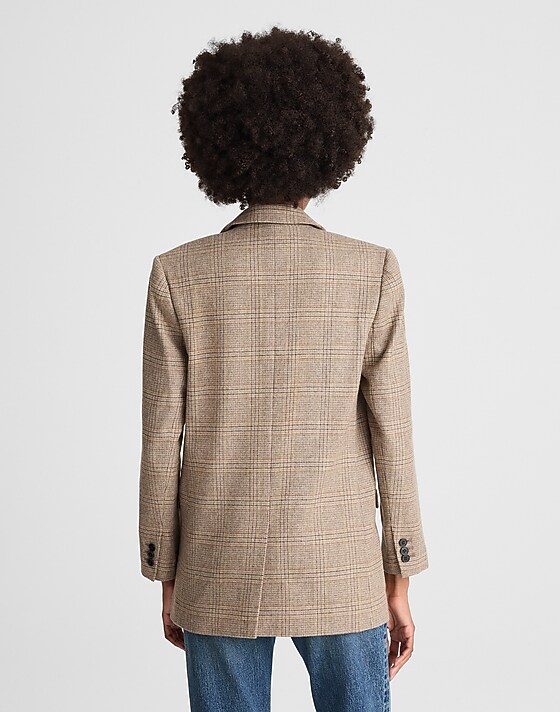 Madewell The Mercer Relaxed Blazer Brown Black Checkered Plaid