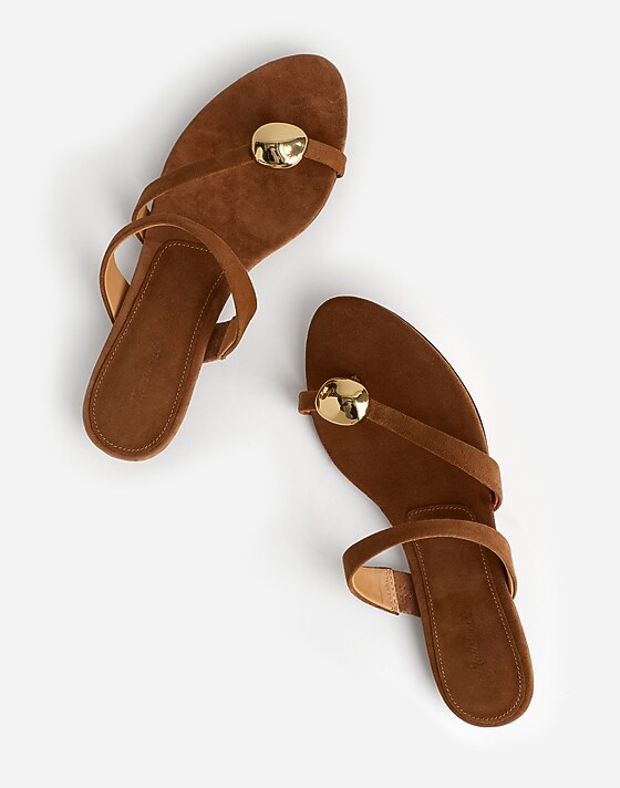 Madewell The Mila Organic Hardware Thong Slide Sandal Aged Cognac