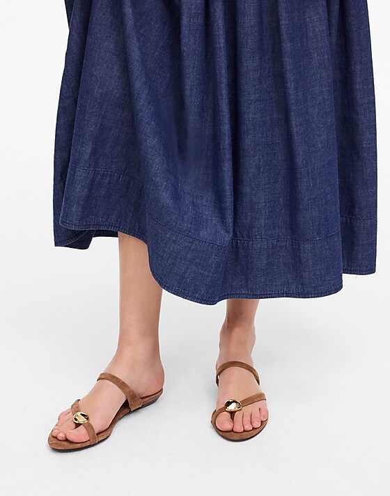 Madewell The Mila Organic Hardware Thong Slide Sandal Aged Cognac