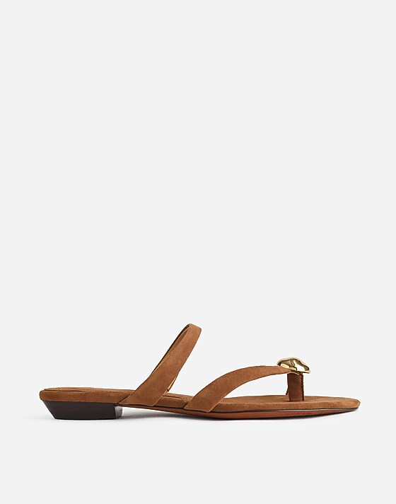 madewell The Mila Organic Hardware Thong Slide Sandal aged cognac