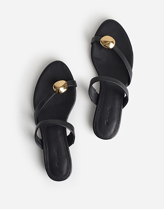 Madewell The Mila Organic Hardware Thong Slide Sandal True Black