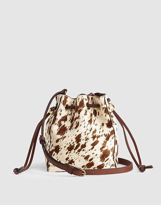 madewell The Mini Drawstring Crossbody Bucket Bag soft mahogany multi