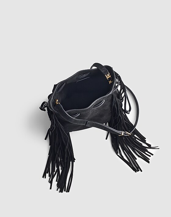 Madewell The Mini Drawstring Crossbody Bucket Bag True Black