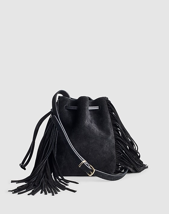 madewell The Mini Drawstring Crossbody Bucket Bag true black