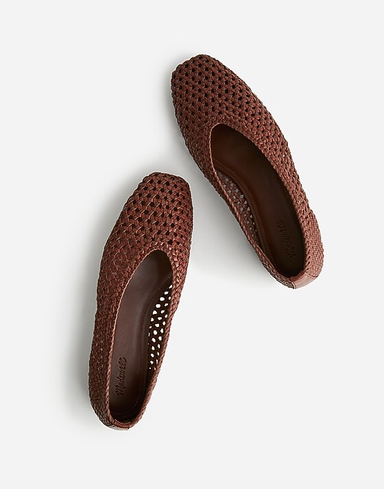 Madewell The Mylie Ballet Flat In Handwoven Leather Cherry Wood