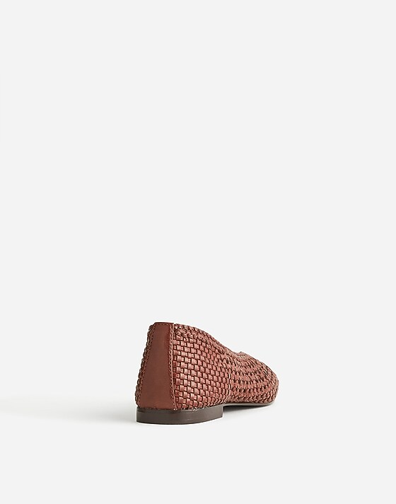 Madewell The Mylie Ballet Flat In Handwoven Leather Cherry Wood