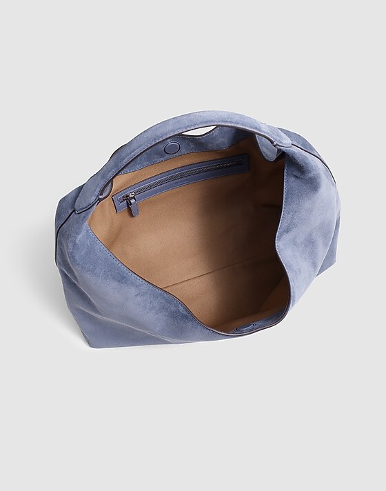 Madewell The Mylie Shoulder Bag In Italian Suede Sunfaded Indigo