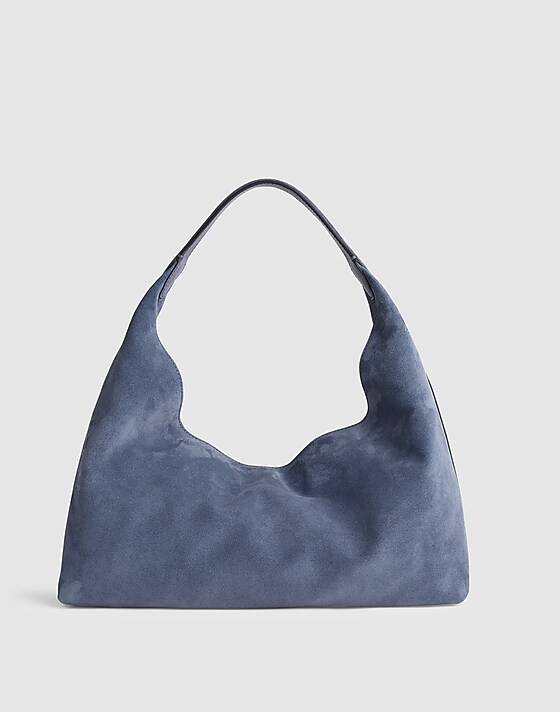 madewell The Mylie Shoulder Bag in Italian Suede sunfaded indigo