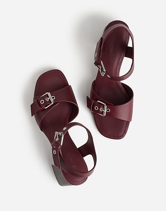 Madewell The Neeka Ankle-Strap Heeled Sandal Dark Cabernet