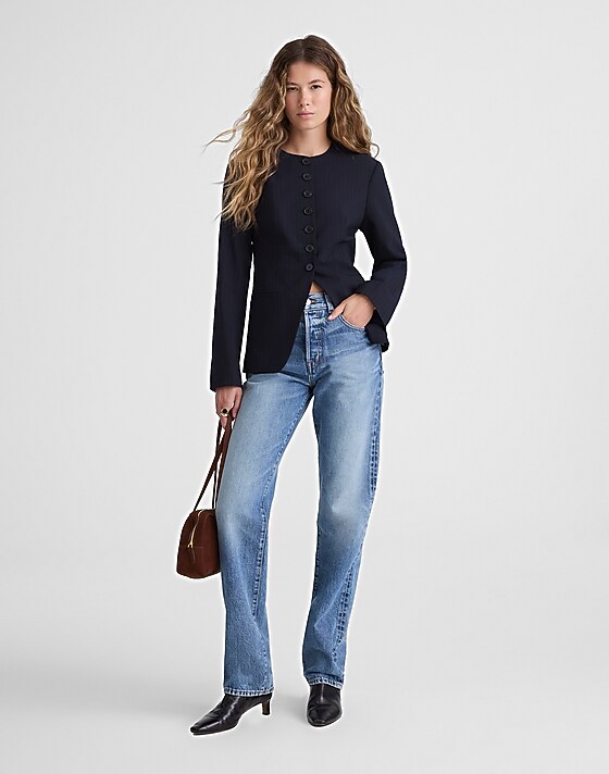 Madewell The Nolita Cutaway Blazer Dark Navy Stripe