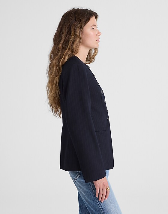 Madewell The Nolita Cutaway Blazer Dark Navy Stripe