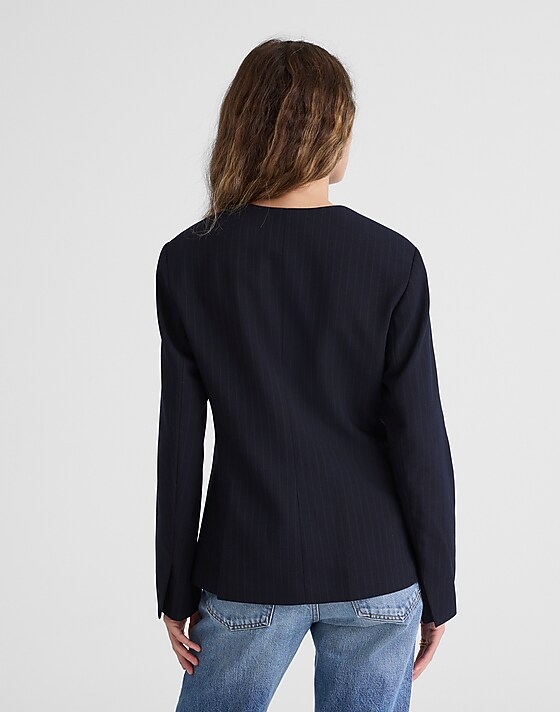 Madewell The Nolita Cutaway Blazer Dark Navy Stripe