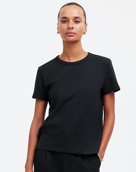 madewell The Perfect Crewneck Tee in Allday Jersey jet black