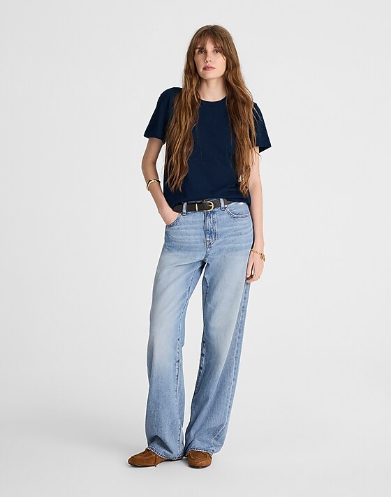 Madewell The Perfect Crewneck Tee In Allday Jersey Midnight Navy
