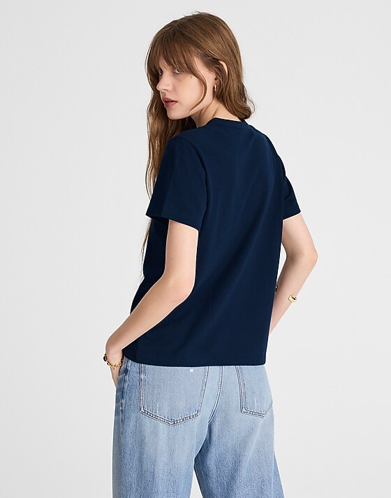 Madewell The Perfect Crewneck Tee In Allday Jersey Midnight Navy