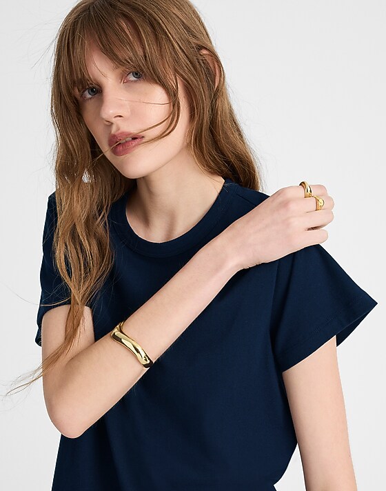 Madewell The Perfect Crewneck Tee In Allday Jersey Midnight Navy