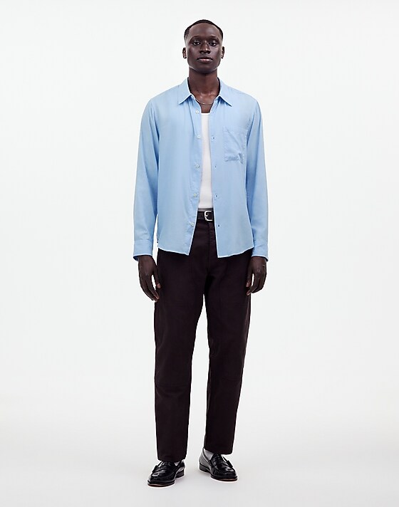Madewell The Perfect Shirt In Softdrape Twill Peri Blue