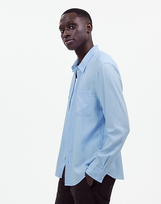 Madewell The Perfect Shirt In Softdrape Twill Peri Blue