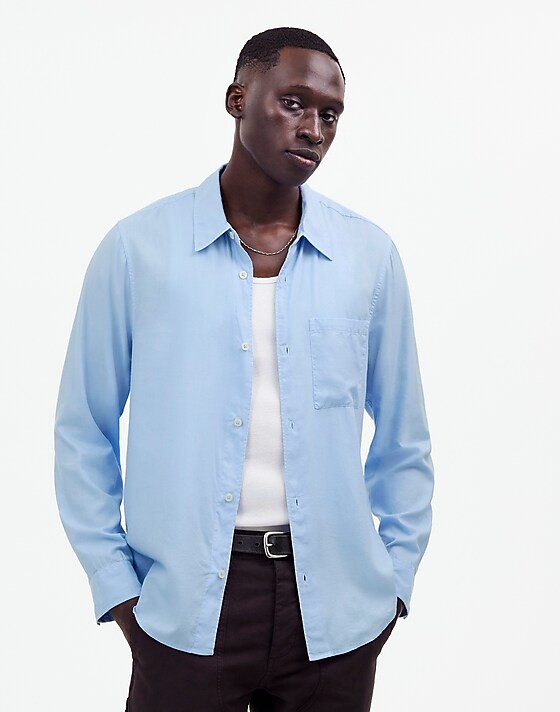 madewell The Perfect Shirt in Softdrape Twill peri blue