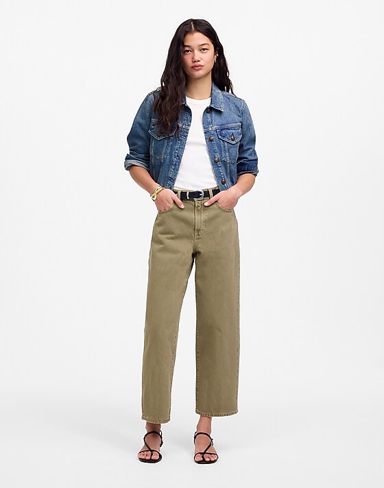 madewell The Perfect Vintage Wide-Leg Crop Jean in Garment Dye faded fatigue
