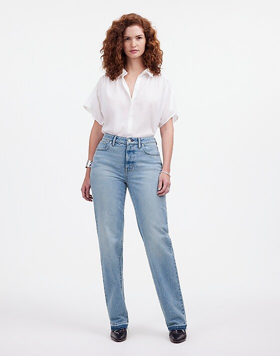 madewell The Petite Curvy '90s Straight Mid-Rise Jean in Barbosa Wash barbosa wash